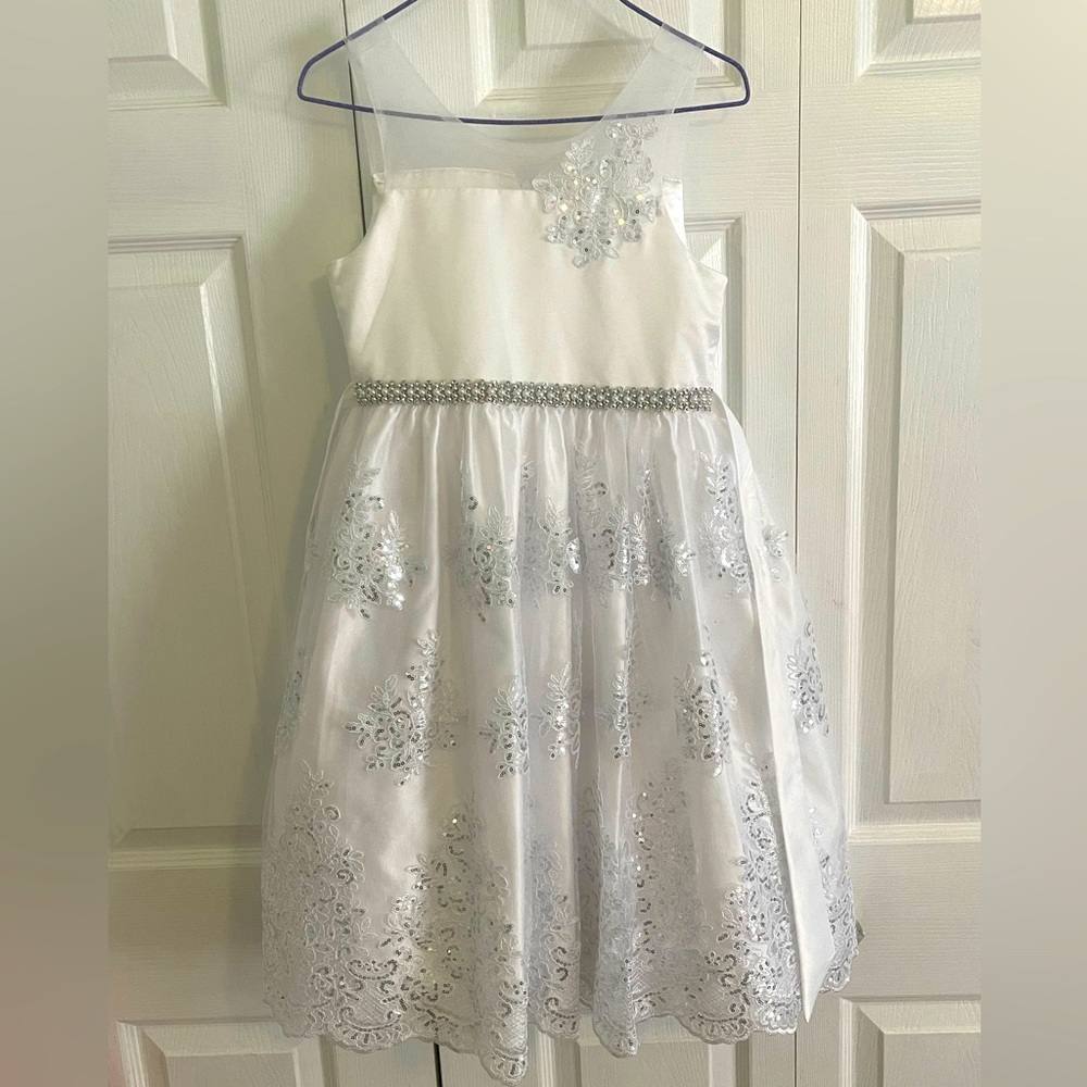 White girls dress with silver accents